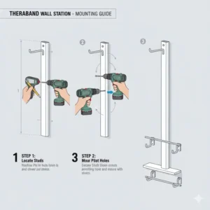 Step-by-step guide to mounting the TheraBand wall station securely to the wall.
