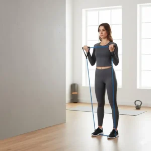 Step-by-step guide illustrating how to perform an effective bicep curl using workout tubes.