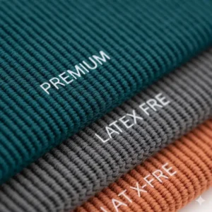 Close-up texture of premium latex-free bulk exercise bands, highlighting the material quality for durability in bulk usage.