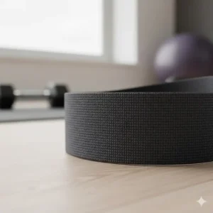 Detailed photo showcasing the non-slip fabric and thick, durable material of a high-quality wide fabric exercise band.