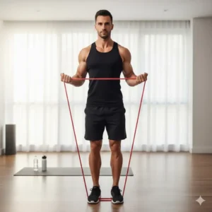 A comparison graphic showing the variable resistance provided by thera resistance bands versus the constant weight of traditional free weights.