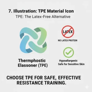 A simple icon or graphic representing the Thermoplastic Elastomer (TPE) material, the common latex-free substitute, to visually confirm the band's composition, proving: are therabands latex free?