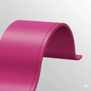 Close-up technical illustration of the premium latex material and reinforced stitching used in professional dance stretch bands.