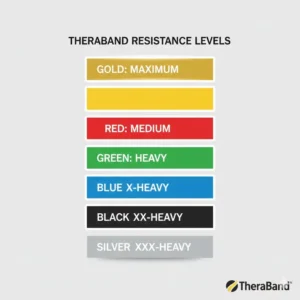Illustration 1: A technical chart showing the resistance hierarchy with the gold theraband marked as the maximum intensity level.