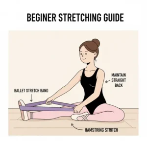 An easy-to-follow beginner guide for hamstring stretches using a ballet stretch band.