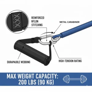 Heavy-duty reinforced stitching and high-tension nylon used in a band handle.