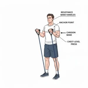 A person performing a gym workout using a high-quality band handle set.