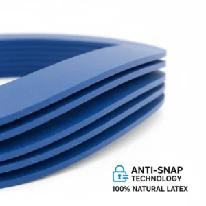 Close-up technical illustration of the layered natural latex construction of a high-quality mini loop bands.