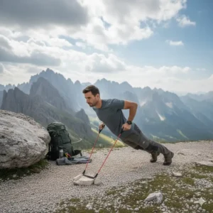 A full body workout routine using mountain resistance bands at high altitude.