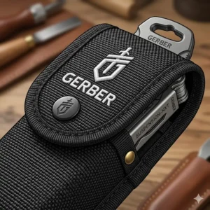 Detailed view of the heavy-duty nylon stitching and material of the Gerber Suspension-NXT sheath.