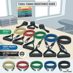 A person performing rotator cuff external rotation exercises using physical therapy tubing to improve shoulder stability.
