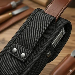 Close-up illustration of the secure belt loop attachment on the back of a Gerber Suspension-NXT sheath.