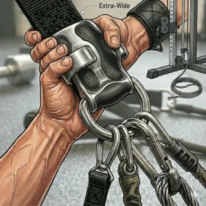 8. A side-by-side comparison illustration showing the reinforced stitching and thicker webbing of premium exercise handles versus standard versions.
