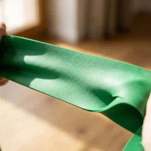A close-up shot showing the high-quality material and stretch durability of natural latex resistance bands.