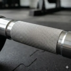 Close-up technical illustration of the non-slip knurled surface on weight training handles.