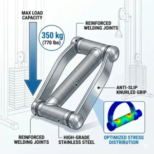 A diagram showing the maximum load capacity and durability of heavy-duty weight training handles.