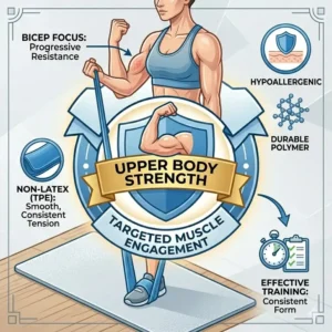 An athlete performing bicep curls using professional non latex workout bands.