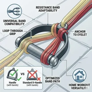 How to securely attach and use resistance bands with versatile weight training handles.