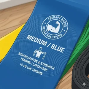 A close-up look at the different therapy bands colors and materials.