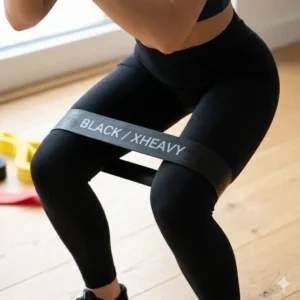 An illustration of lower body exercises using therapy bands colors.