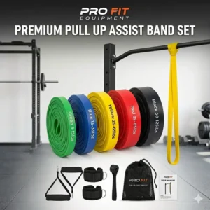 Close-up demonstration of how to securely attach a pull up assist band set to a standard gym bar.