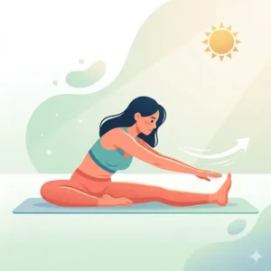 A minimalist illustration of an athlete doing a seated hamstring stretch out stretch to improve lower body flexibility.