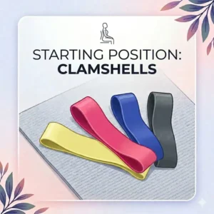 Graphic showing the step-by-step posture for a lateral crab walk using mini bands.