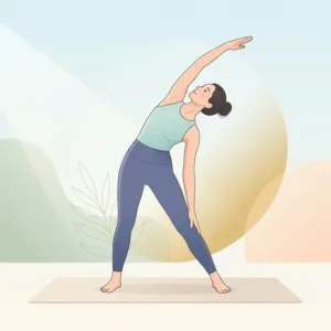 Vector illustration showing the correct alignment for a standing overhead side stretch out stretch for back relief.