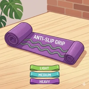 Close-up illustration of the inner rubber grip strip that prevents booty bands from rolling up during workouts.