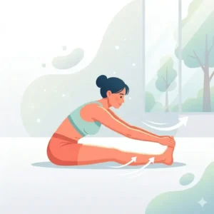 An illustration detailing a gentle post-workout cool down stretch out stretch to reduce muscle soreness.