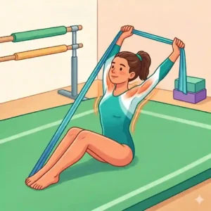 Anatomical illustration highlighting muscle activation when using gymnastics stretch bands.